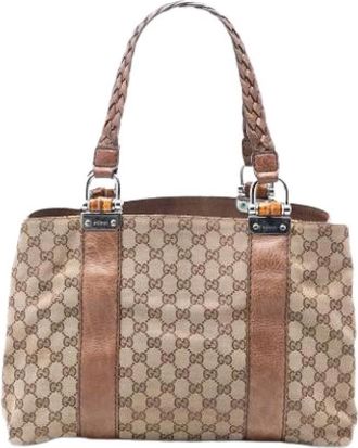 Gucci Pre-owned Handbags, female, Beige, Size: ONE SIZE Pre-owned Fabric Tote