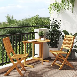 vidaXL Set De Comedor De Jard&iacute;n Plegable 3 Pzas Madera Maciza Acacia Vidaxl