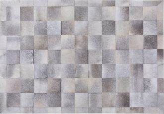 Beliani Beliani - Alfombra De Piel De Vacuno Gris 160 X 230 Cm Patchwork Geom&eacute;trica Rectangular Moderna Alacam