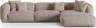 MICADONI Modulares 4-Sitzer Design Ecksofa Martina - Strukturstoff Beige dunkel