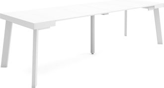 Skraut Home Mesa Consola Extensible, Mesa Comedor Plegable, 260, Para 12 Comensales, Patas De Madera, Estilo Moderno, Blanco - Skraut Home