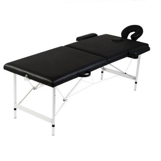 Nova Camilla De Masaje Plegable De 2 Zonas Con Estructura De Acero Inoxidable Color Negro 020001886