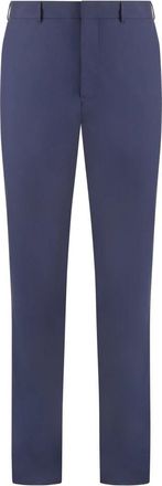 Prada Poplin Katoenen Broek met Achterzakken - Heren - Slim Fit Broeken - Blauw - M - Katoen - Broeken