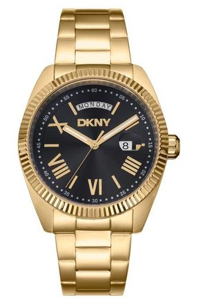 DKNY Day Date Bracelet Watch, 40mm in Black at Nordstrom