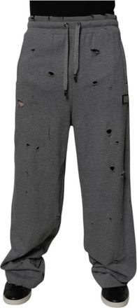 Dolce & Gabbana Broeken, Heren, Grijs, M, Katoen, Rechte joggingbroek