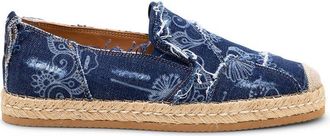 Hogan Denim Floral Print Espadrilles