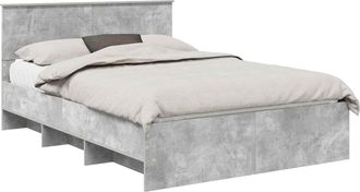 vidaXL Estructura De Cama Con Cabecera Gris Concreto 140 X 200 Cm Vidaxl
