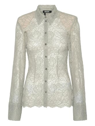 Rotate lace buttoned shirt - women - Recycled Polyester - 34 - Grey
