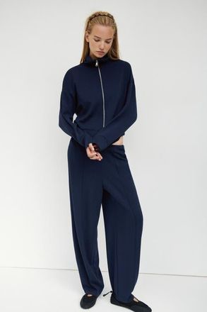 H&M Viscose-blend Barrel-leg Pants in Navy Blue at Nordstrom, Size Xx-Large