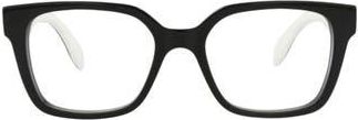 Alexander McQueen 52mm Square Optical Glasses in Black Black Transparent at Nordstrom Rack