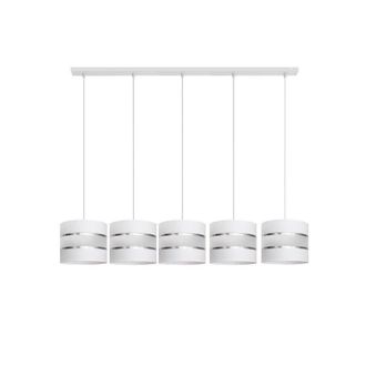 Netlighting Helen Straight Bar Pendant Ceiling Light White Silver 115cm
