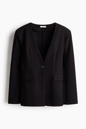 H&M Collarless Jersey Blazer in Black at Nordstrom, Size X-Small