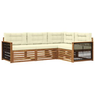 vidaXL Conjunto De Sof&aacute;s De Exterior Con Coj&iacute;n 4 Pcs Natural Y Crema Vidaxl