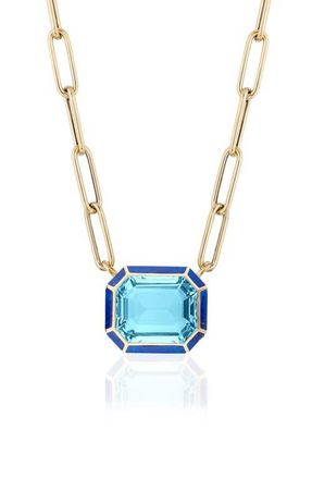 Goshwara Melange Emerald Cut Pendant Necklace in Blue Topaz/lapis at Nordstrom, Size 16