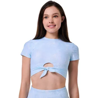 Coolibar Womens Swim Crop Top - UPF 50+ Sun Protection - Hibiscus in Skyride Perfect Peony at Nordstrom, Size Medium
