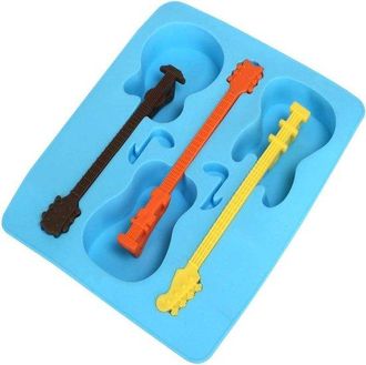 OEM Bandeja Para Cubitos De Hielo Con Forma De Guitarra, De Silicona Azul - Accesorio De Cocina Con Forma De Instrumento Musical