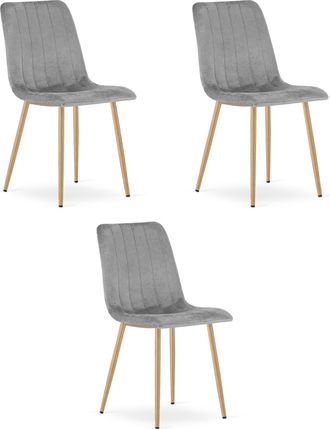 OEM Silla Lava - Terciopelo Gris Claro / Patas Color Madera X 3