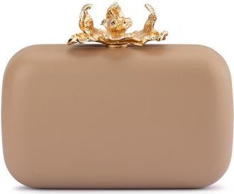 Olga Berg Adele Orchid Lock Frame Clutch in Natural at Nordstrom