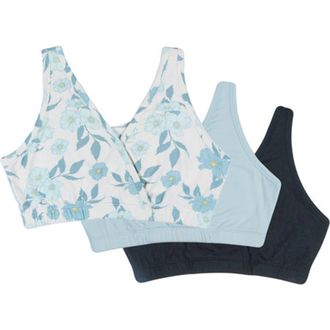 Everly Grey Paisley During & After 3-Piece Maternity/Nursing Sleep Bras in Periwinkle at Nordstrom, Size Medium B