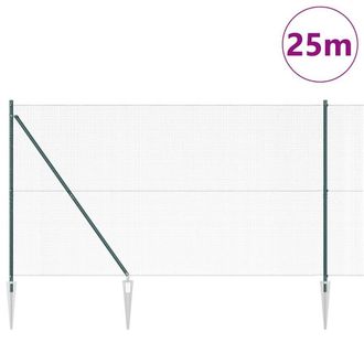 Berkfield Home Modern Welded Wire Fence with 13 Spike Posts Green 1, 6x25 m Steel