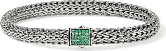 John Hardy Icon Bracelet, Sterling Silver, Pav&eacute;, 6.5mm in Emerald at Nordstrom, Size Medium