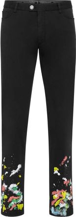 Philipp Plein Broeken, Heren, Zwart, 3Xl, Katoen, Chinos Broek Druipend