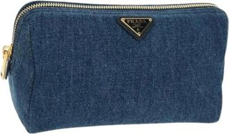 Prada Pre-owned Mini Bags, female, Blue, Size: ONE SIZE Pre-owned Canvas Pouch