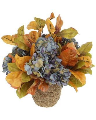 Creative Displays Inc. Fall Arrangement With Hydrangeas & Leaves In Rope Pot