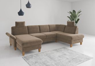 HOME AFFAIRE Wohnlandschaft »Rochelle, U-Form« optional mit Armteilverstellung, mit Bettfunktion & Bettkasten