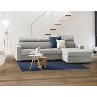 Dmora Sof&aacute; Fijo Dcisc, Sof&aacute; De Esquina, 100% Made In Italy, Sof&aacute; De Sal&oacute;n Con Chaise Longue, En Tela Acolchada - Pen&iacute;nsula Contenedor Izquierda, Con Reposab