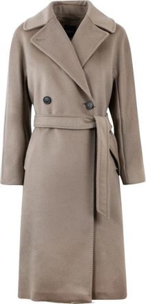 Max Mara Resina Double-Breasted Coat - Dames - Mantel - Beige - XS - Wol - Jassen