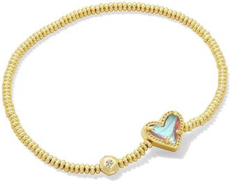 Kendra Scott Ari Heart Stretch Womens Bracelet Womens Bracelet Gold Dichroic Glass, Brass
