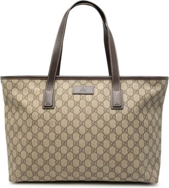 Gucci 2000-2015 GG Supreme tote bag - women - Fabric/Calf Leather/Canvas/Leather - One Size - Brown