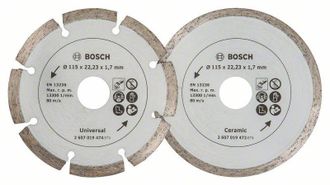 Bosch 2x Discos De Diamante Para Azulejos Y Material De Construcci&oacute;n, Di&aacute;metro: 115 Mm - 2607019478