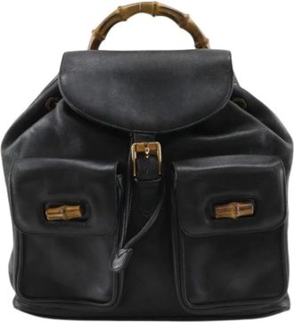 Gucci Pre-owned 003.2058.0016 Rugzak - Dames - Vintage Rugzakken - Zwart - ONE Size - Leer - Vintage