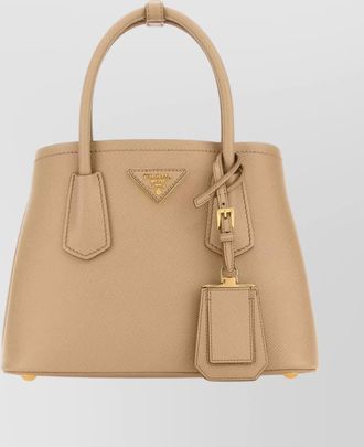 Prada structured leather top handle shoulder bag