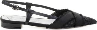 Roberto Festa Milano Womens Kesha Pointed Slingback Ballerinas - Black Leather - Size EU 36