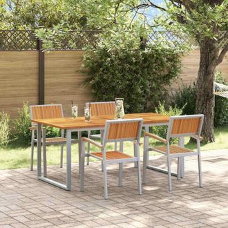 vidaXL Conjunto De Comedor De Jard&iacute;n 5 Pcs Gris Y Marr&oacute;n Vidaxl