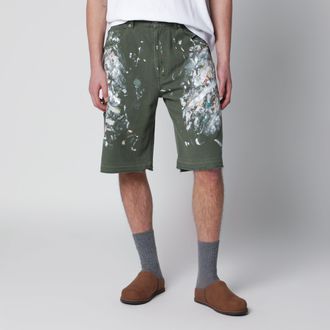 Gallery Dept. Hand-painted military green Bermuda shorts