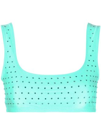 Andamane rhinestone-embellished crop top - women - Polyamide/Spandex/Elastane - S - Blue
