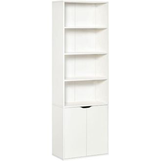 HOMCOM Homcom - Estanter&iacute;a Librer&iacute;a Con 4 Compartimentos Abiertos Y 1 Armario De Puerta Con 2 Estantes Almacenaje Libros Cds Plantas Para Sal&oacute;n Estudio 59x29