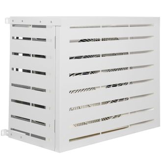 IDMarket Copertura Per Climatizzatore 95 X 50 X 80 Cm In Metallo Bianco, Protezione Per LUnit&agrave; Esterna Della Pompa Di Calore