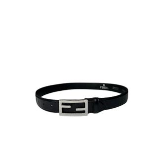 Fendi Pre-owned Vintage FF Logo Leren Riem - Dames - Vintage Accessoires - Zwart - ONE Size - Leer - Vintage
