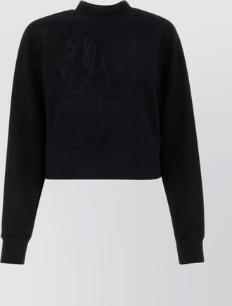 Palm Angels cotton ribbed cropped sweatshirt