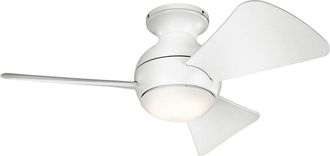 Elstead Lighting Ventilador de techo LED 86 cm, IP23, Acero y ABS blanco