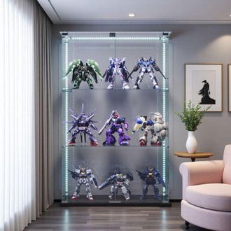 OEM Vitrina De Vidrio - 78x39x123cm - Led Multicolor - Vidrio Templado - Ruedas Giratorias