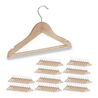 Relaxdays Pack 100 Perchas Infantiles Con Gancho Giratorio, Madera, Marr&oacute;n Natural, 19,5 X 30,5 X 1 Cm
