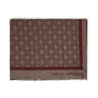 Emporio Armani Bufanda con estampado geom&eacute;trico y logo - Accessories - Hombre - Marr&oacute;n - ONE SIZE