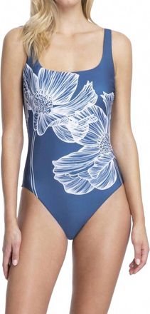 Gottex Lily Square Neck Swimsuit In Dusk Blue