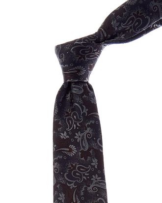Canali Grey Paisley Silk Tie